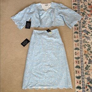 Tuckernuck Blue and White Midi Pencil Skirt Set